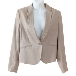 H&M beige tan fitted blazer size 8 @i